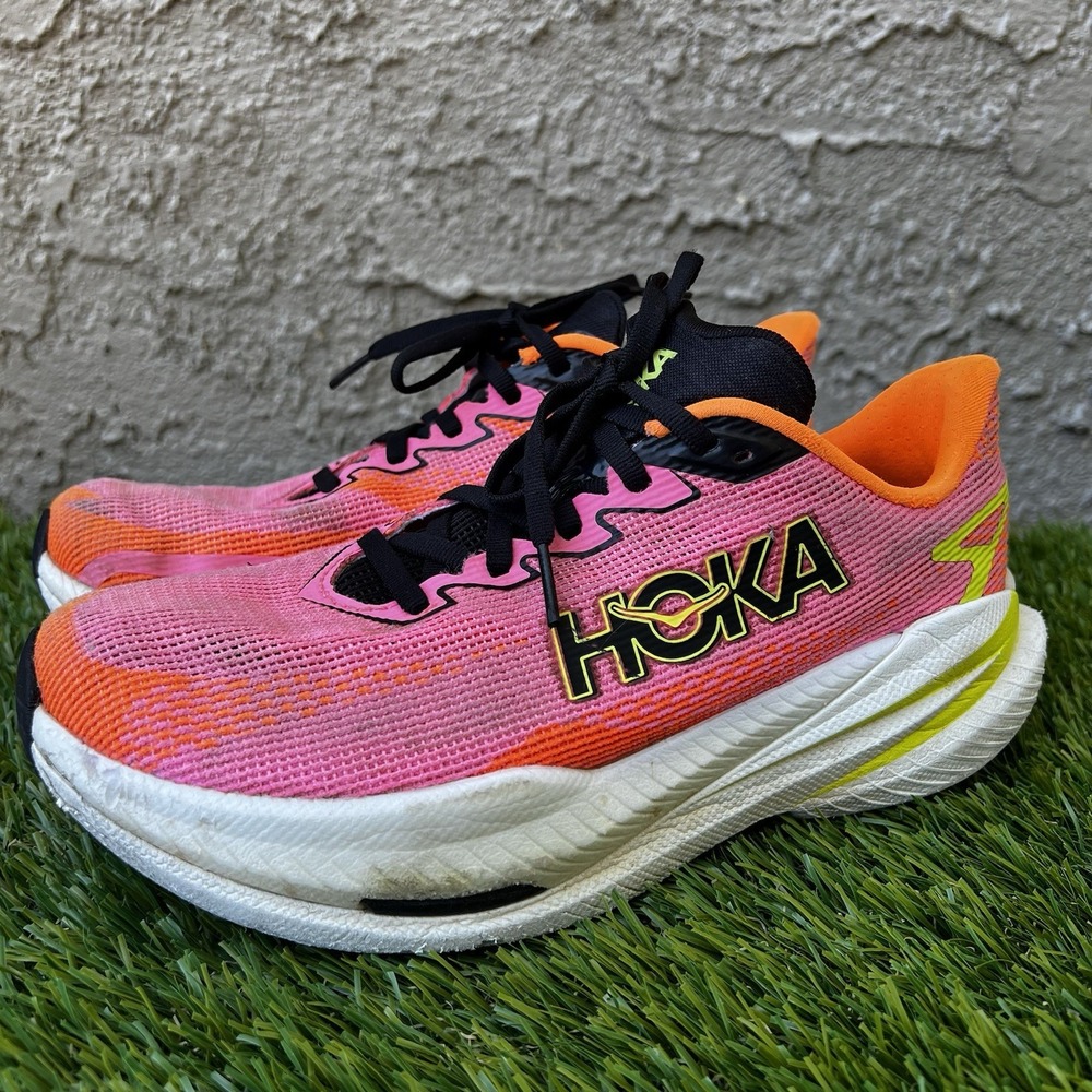 Hoka Shoes Women Size 7B WMNS Mach X 3 Neon Rose Neon Tangerine